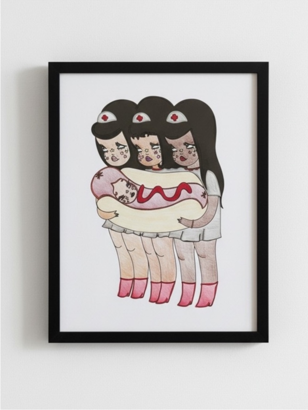 ⛑️ Valfré Surrealist Pop Art Nurse Back to Health Art Print ~ 11x8 (Framed)